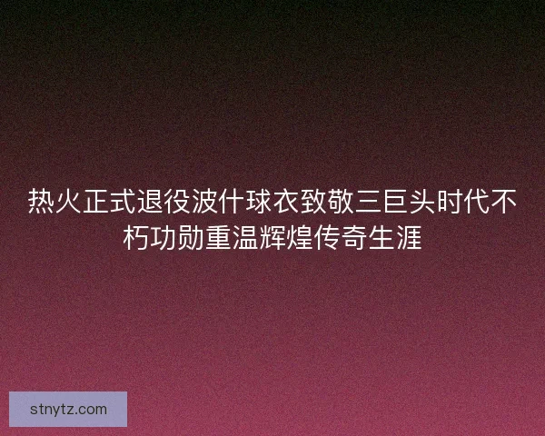 热火正式退役波什球衣致敬三巨头时代不朽功勋重温辉煌传奇生涯