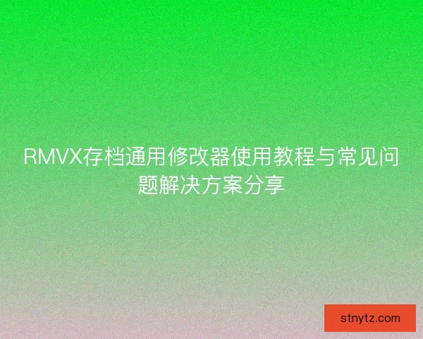 RMVX存档通用修改器使用教程与常见问题解决方案分享